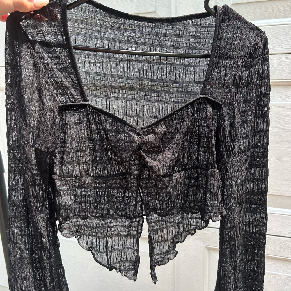 Elegant Black Sheer Women's Top